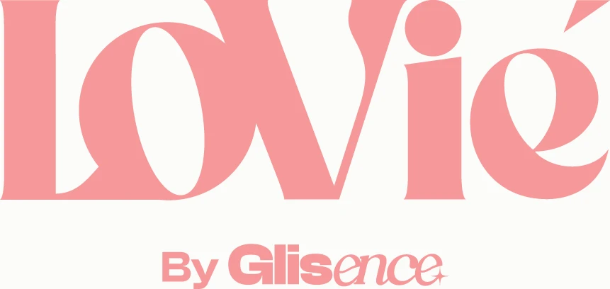 The final Lovie wordmark — a pink fashion-grade serif with an o/v ligature and an accented é.