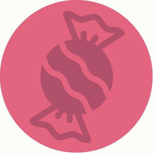 The Sweetylov scent-world icon: a wrapped sweet inside a red circle.