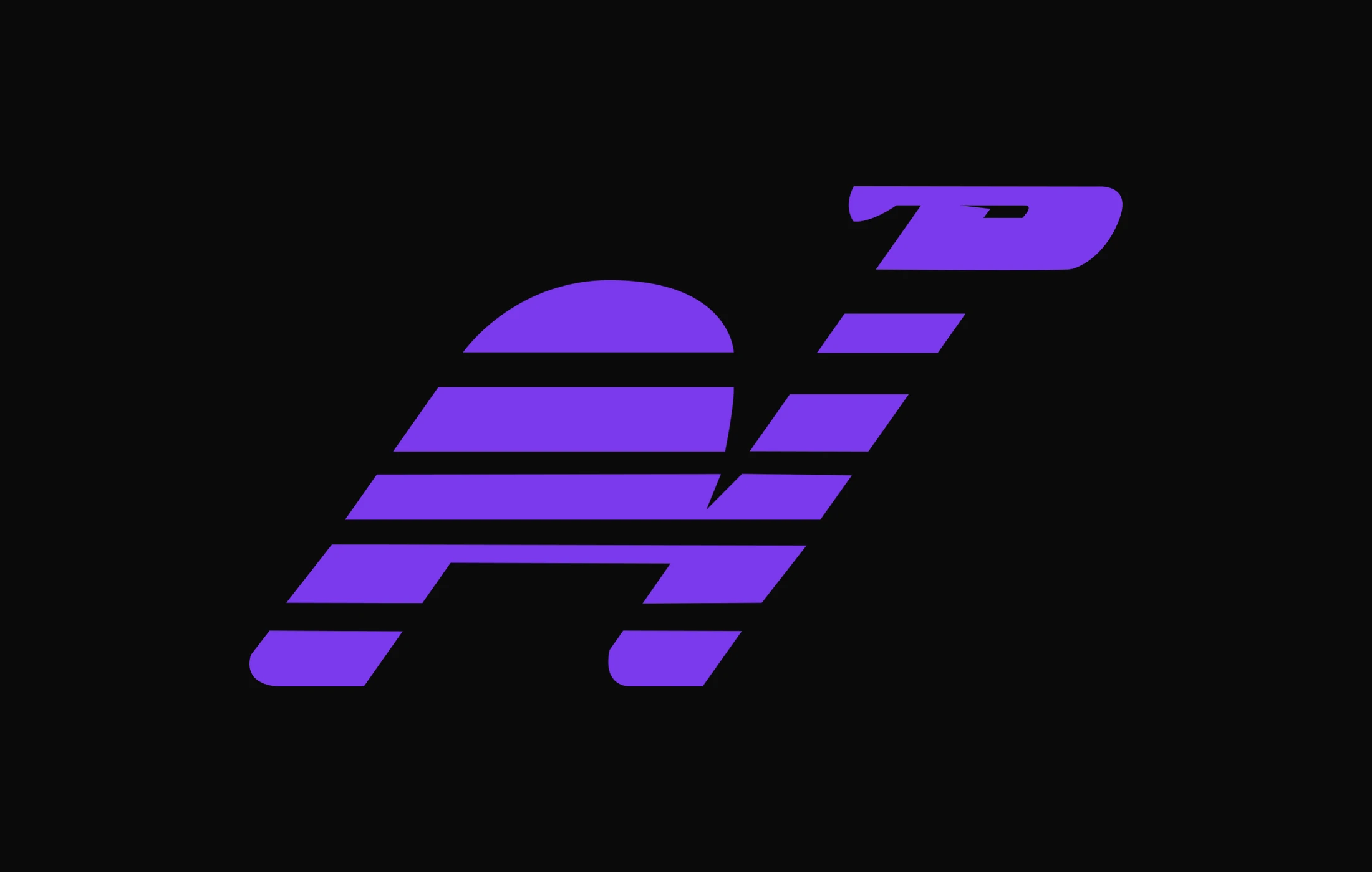 The Purple Camel mark — a camel drawn in data lines — in violet on near-black.