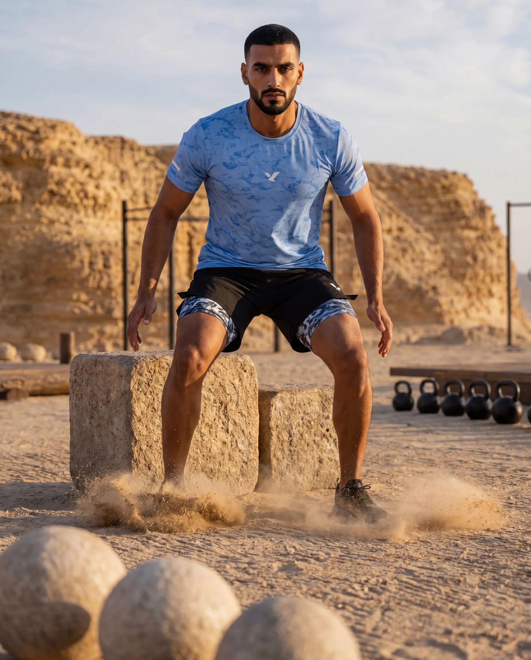 OQAB campaign frame: desert still life in hard directional light.