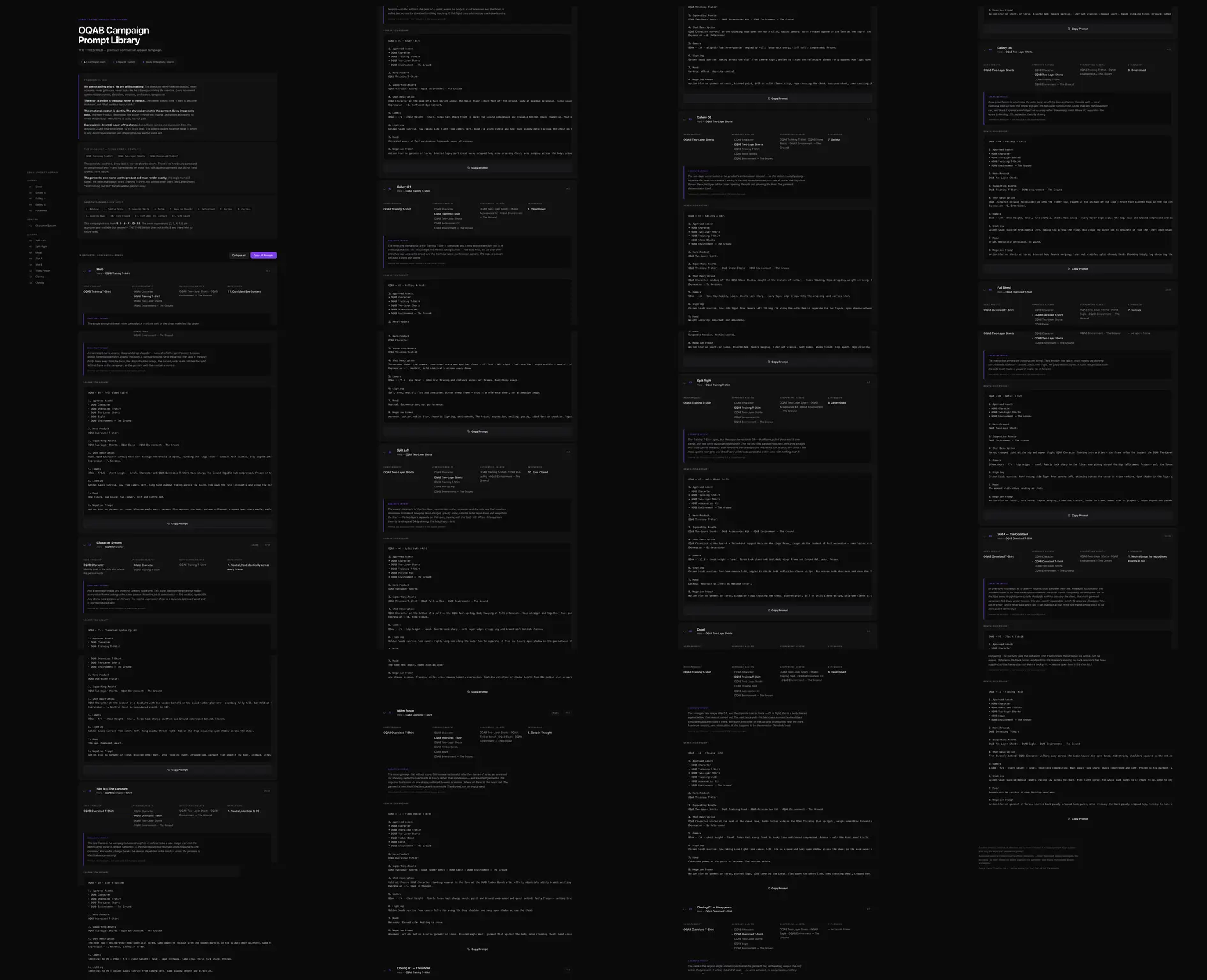 A production library rendered at contact-sheet density: columns of dark interface cards, unreadable at this size.